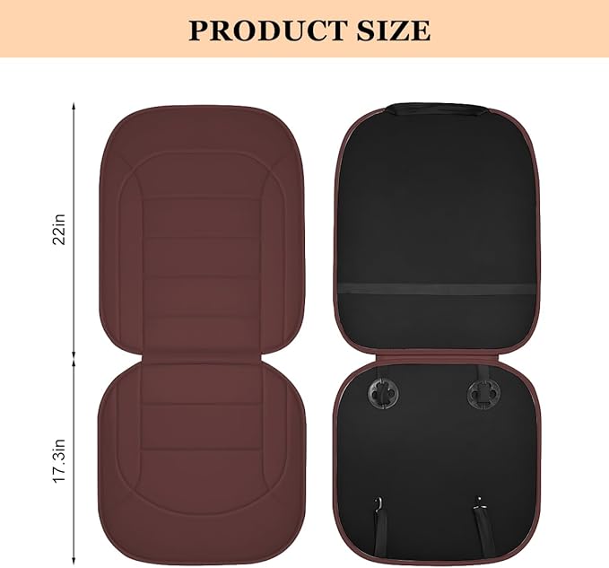 Car Seat Cushion, Leather Soft Breathable Non-Slip Vehicle Front Driver Seat Cover Pad, Comfortable Auto Interior Chair Protector Cushion, Universal for Truck SUV Sedan (Coffee)