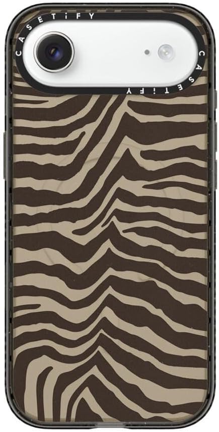 CASETiFY Impact iPhone Air Case [Slim/Compatible with Magsafe / 8.2 ft. 4X Military Grade Drop Protection] - Zebra-Brown - Clear Black