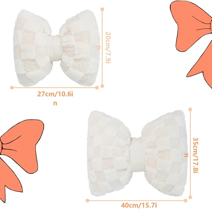 4 Pack Car Neck Pillow and Lumbar Support Cushion Plush Butterfly Knot Headrest Pillow Comfortable Waist Support Cute Car Interior Decor