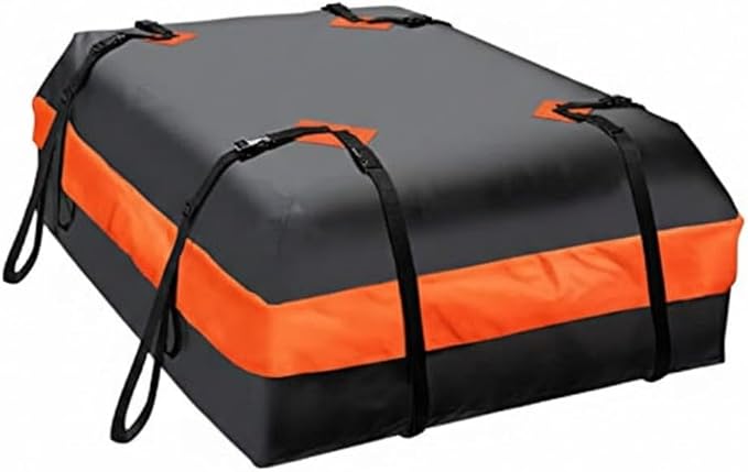 15cu ft Waterproof Car Roof Bag - Universal Fit, Anti-Slip Mat, 8 Straps & Lock Included