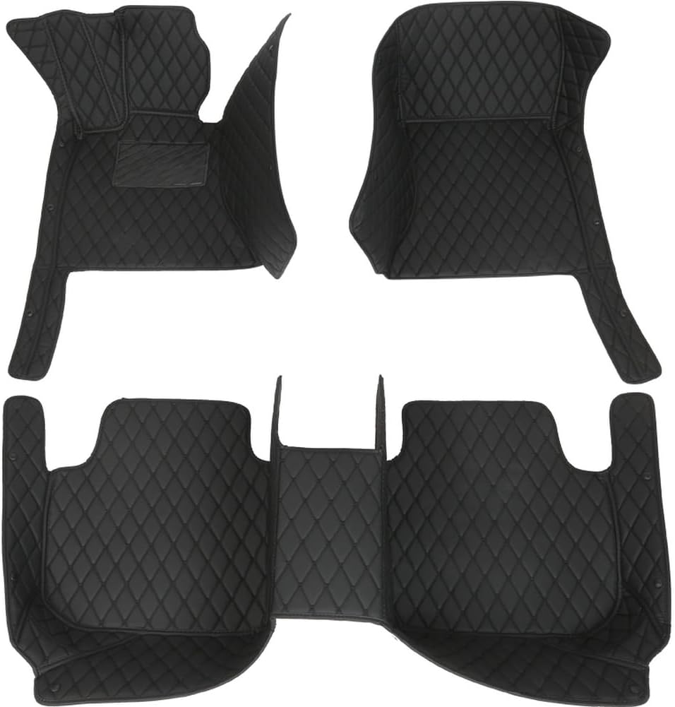 Customized Personalized car Floor mats, All-Weather Luxury car Floor mats, Waterproof and Anti Slip Leather car Floor mat Lining, 95% Customized car, Truck, and SUV Floor mats (Black)