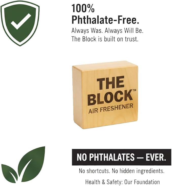 The Block - Wooden Car Air Freshener & Odor Eliminator - Long Lasting 30+ Day Scent - Car & Home Use - Fresh Gift Idea - Made in USA - MIDNIGHT ICE