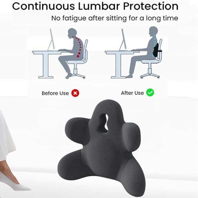 Lumbar Support Pillow for Office Chair, Back Pillow Lumbar Support for Car, Chair, Sofa - Improve Lower Back Pain Relief & Sitting Posture, Memory Foam Back Cushion for Long Sitting (Blue-01)