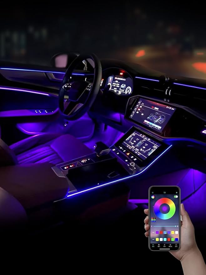 Car LED Interior Lights Strip APP Control, Car Neon Lights Kit with 236 inches Fiber Optic, Music Mode Sound Active Cars Atmosphere Ambient Lighting Kit