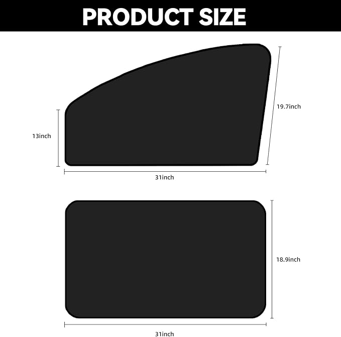 QUICTO Car Window Sun Shades, Universal Interior Accessories - Double-Sided Black (4pcs)