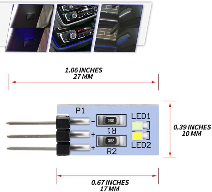 NJSBYL 2PCS LED Rear B-Pillar Ambient Lighting Circuit Board for B-MW 2 3 4 5 7 Series M2 M3 M4 X5 X6 X7 Pre-LCI LCI Interior Front Seat-back Trim Surround Blue-White Courtesy Light Kit
