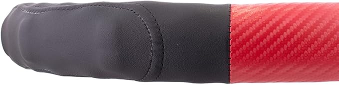 United Pacific 70409 18" Carbon Fiber Pattern Steering Wheel Cover, Engineered Leather Construction, Large Grip – ONE Steering Wheel Cover – Black/Red Carbon Fiber