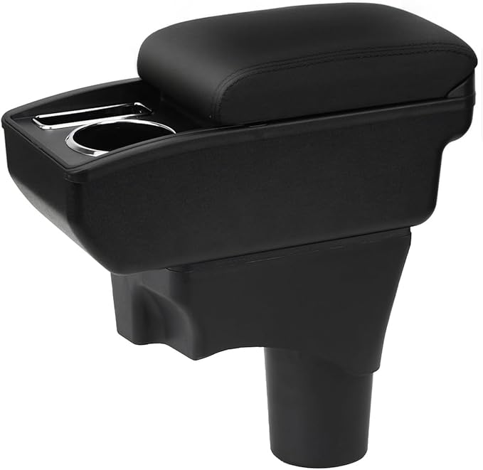 AULPHIKE Compatible with Nissan March Micra Armrest 2011-2016 Center Console Organizer Armrests Double Layer Storage Space with Cup Holder