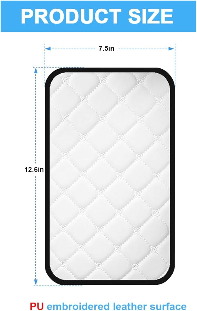 Car Center Console Cushion Pad, PU Leather Vehicle Armrest Cover Protector, Anti-Scratch Automotive Interior Arm Rest Seat Box Mat Accessories, Universal for SUV Sedan Truck (White)