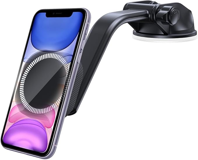 Car Magnetic Phone Holder for Dashboard, 360° Rotation Hands Free Automotive Windshield Phone Mount with Suction Cup, Compatible with 11 12 13 14 15 Pro Max, Universal for SUV Truck RV