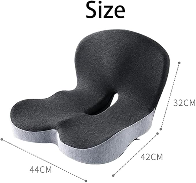 L-Shaped Memory Foam Seat Cushion with Lumbar Support-Ergonomic Car & Office Chair Cushion for Sciatica, Coccyx & Back Pain Relief Supports Hips & Back for Drivers & Long Sitting (Dark Grey)