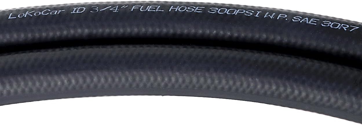 LokoCar Rubber Fuel Hose Line Push Lock 3/4" ID SAE 30R7 NBR 10ft 300PSI Black