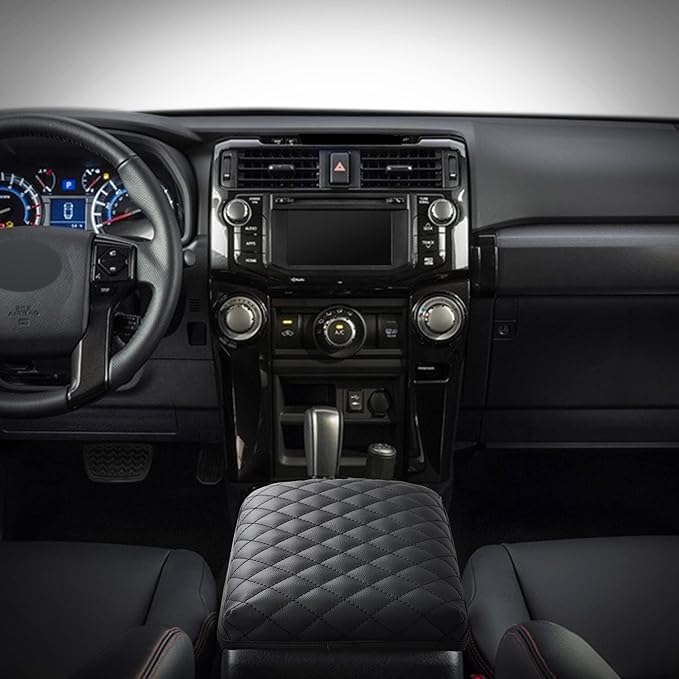 KMMOTORS Center Console Cover Compatible with Toyota 4Runner (2010-2024), Armrest Cushion Pad, Vegan Leather Console Lid Protector, 4Runner Interior Accessories