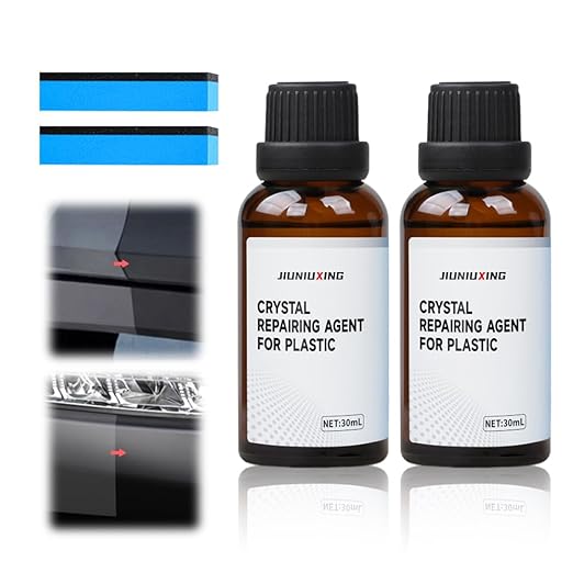 Plastics Parts Crystal Coating, 2025 Upgraded Leather Plastic Polishing Renovation Coating Agent, Car Trim Restorer with Sponge, Crystal Coating for Cars Interior or Exterior (2)
