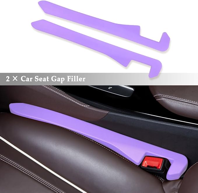 IHOTDER 2PCS Car Seat Gap Filler,Super Flexible Car Side Seat Gap Filler CCar interior Accessories,Universal Car Organizer Between Seats for Tightly Filling Seat Gaps (Purple/2PCS)…