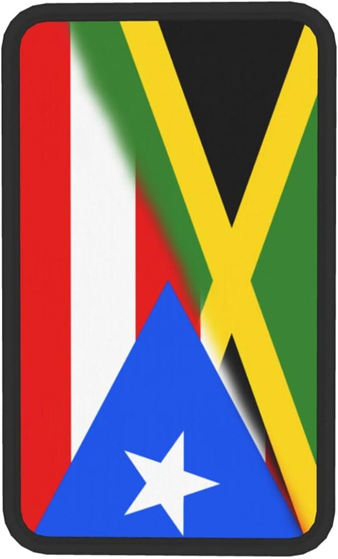 Puerto Rico Jamaica Jamaican Flag Auto Center Console Armrest Cover Car Handrail Box Cushion Pad Mat Universal Fit Most Vehicle Sedan Truck SUV Soft Comfort Decor Accessories