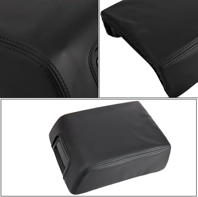 XITER 1PC Leather Center Console Armrest Box Cover Waterproof Cushion Pad for F150 2004-2008 Not Fit Jump Seat Console(Black Stitches)