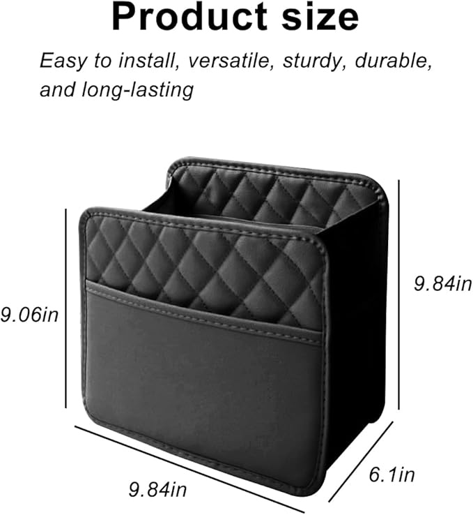 Mandark Car Seat Back Organizer, PU Leather Automotive Backseat Hanging Storage Pocket, Multipurpose Vehicle Travel Essentials Accessories for Kids & Adults, Universal for Most Cars（Black）
