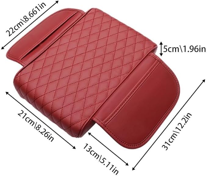 for Alfa Romeo Stelvio (949) 2017 2018 2019 2020 2021 2022 Car Center Console Cover, Leather Memory Foam Protection Pad, Hand Rest Pillow with Height Increase, Interior Accessory,Red, normal
