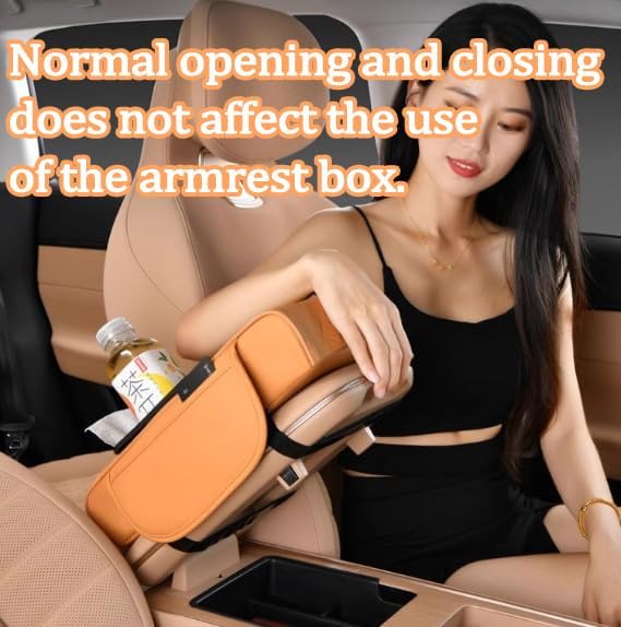 Multifunctional Pu Leather Car Armrest Box Mat, 5-In-1Multifunctional Car Armrest Cushion, Car Arm Rest Cover Pad, Center Console Organizer with Cup Holder, Tissue Box & Phone Slot (Gray)