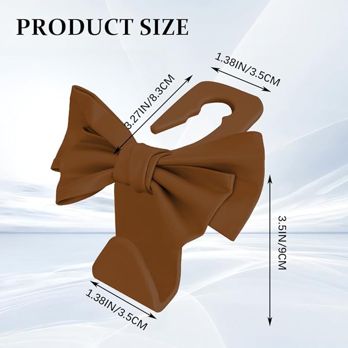 2PCS Car Purse Hooks, Car Hooks for Purses and Bags Cute, Cute Bow Shaped Vehicle Backseat Storage Hanger, Auto Leather Bow Back Seat Storage Hanging Holder Universal for Women Girls (Brown)