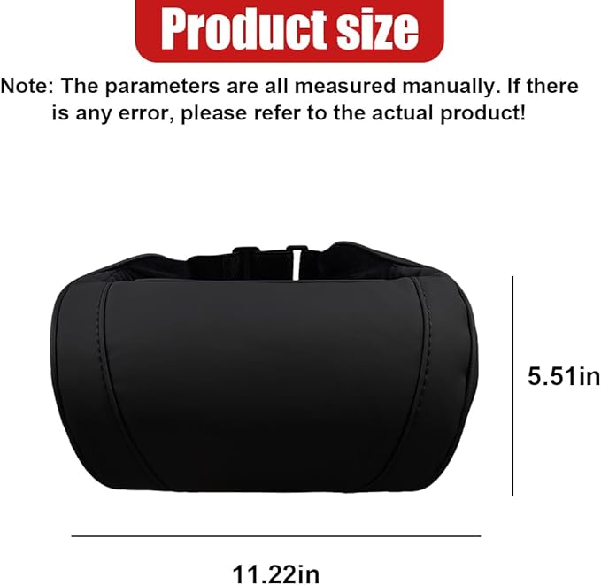 Car Neck Pillow, Memory Foam Ergonomic Auto Headrest Cushion Pillow, Relieve Driving Fatigue Car Neck Support Pillows, Comfortable Leather Vehicle Seat Pillows with Adjustable Strap (Black)