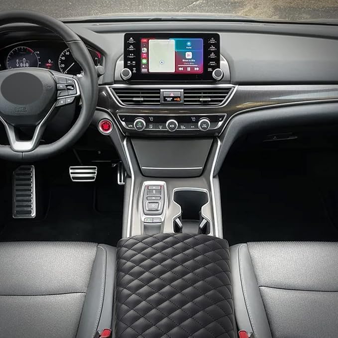 KMMOTORS MDX(2014~2020) Center Console Cover, Armrest Cushion, Vegan Leather, Car Accessories, Car Gadgets (MDX 2014~2020, Black)