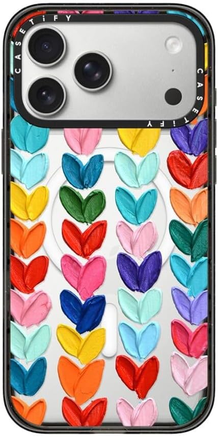 CASETiFY Impact iPhone 17 Pro Max Case [Slim/Compatible with Magsafe / 8.2 ft. 4X Military Grade Drop Protection] - Clear Polka Daub Hearts - Clear Black