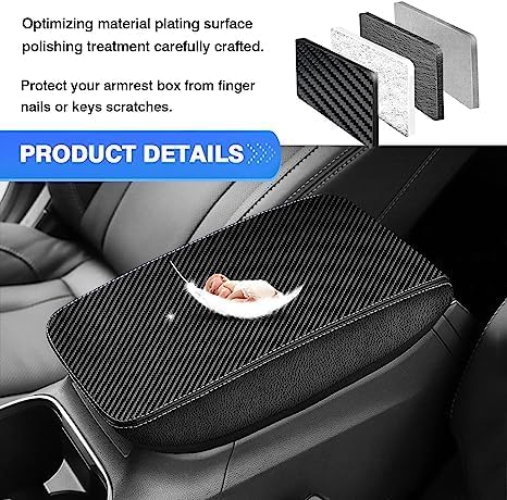 Autorder Center Console Cover for Subaru Outback 2020-2025 Accessories Armrest Cover Carbon Fiber Anti-Scratch Middle Console Pad Leather Armrest Protector