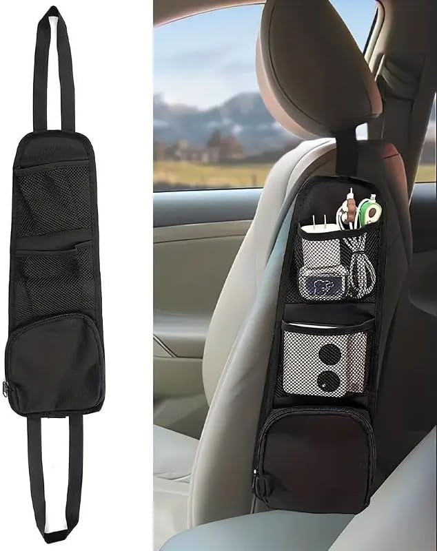Car Seat Organizer with Multiple Pockets - Hanging Storage Bag for Car, SUV, Truck - Durable Mesh Seat Back Organizer with Multi-Function Pockets - Auto Accessories for Baby, Kids, Travel Essentials