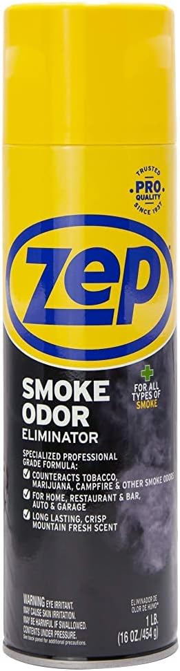 Zep Smoke Odor Eliminator Aerosol, Clear, 16 oz (Pack of 4) ZUSOE16 - Eliminate Cannabis (Marijuana) and Tobacco Odors