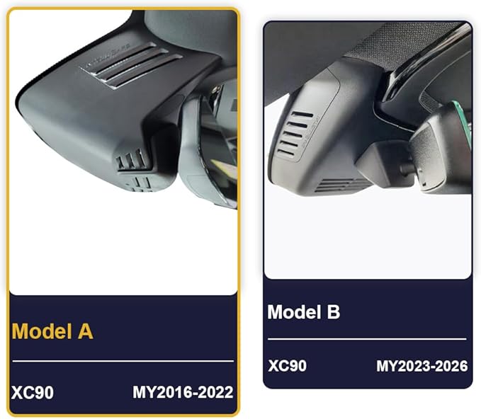 Fitcamx 2K Dual Dash Cam Compatible with Volvo XC90 2016 2017 2018 2019 2020 2021 2022 T5 T6 T8 (Model A), OEM Factory Look, Front 1440P+Rear 1080P Video, Loop Recording, WiFi&APP, G-Sensor, 64GB Card
