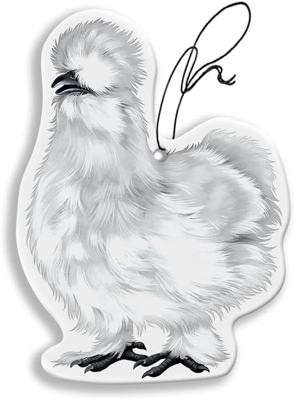 WIRESTER Hanging Air Freshener for Car, Home, Bathroom, Office, Decorative Charm Ornaments, White Silkie Chicken