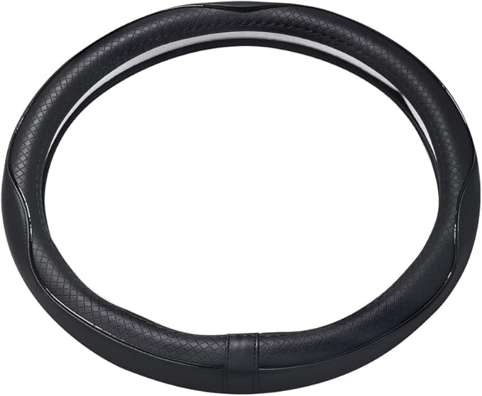 Microfiber Leather Car Medium Steering Wheel Cover,Universal Car Wheel Cover,Breathable Wheel Cover,Anti-Slip Full Surround,Sports Style Steering Wheel Covers (Black)