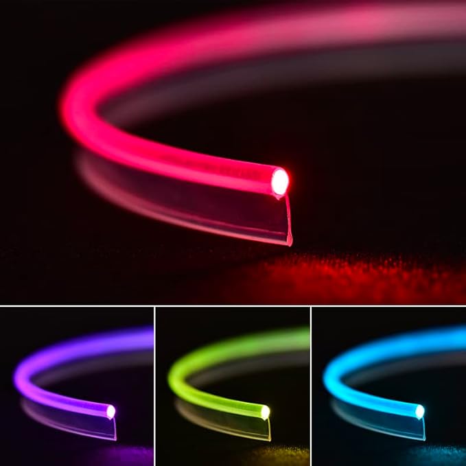 Jushope Fiber Optic for Interior Car Lights, 236 inches PMMA Light Guide Cable, Car Ambient Lighting Extension Fiber Optic with Skirt