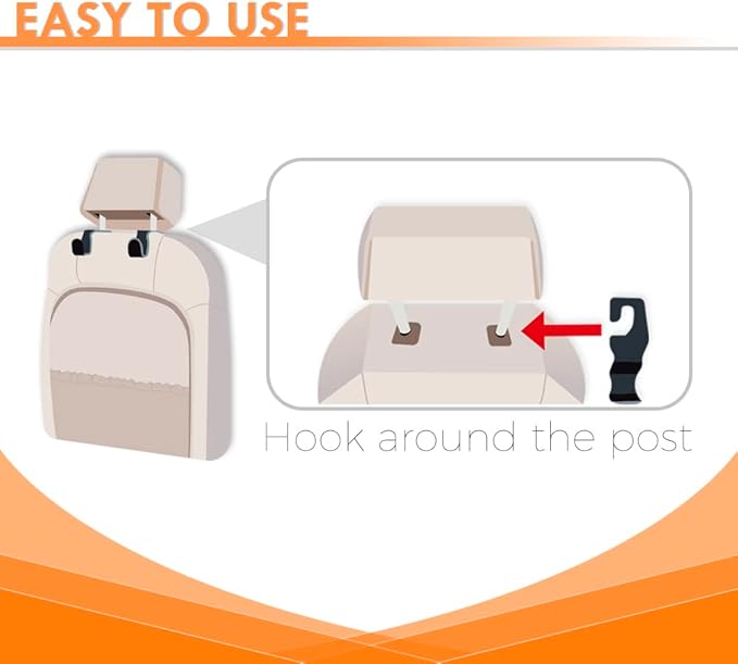 Headrest Hooks for Car, Car Purse Hook Holder,2 PCS Leather Purse Holder for Car,Car Back Seat Headrest Hanger Vehicle Black Leather Storage