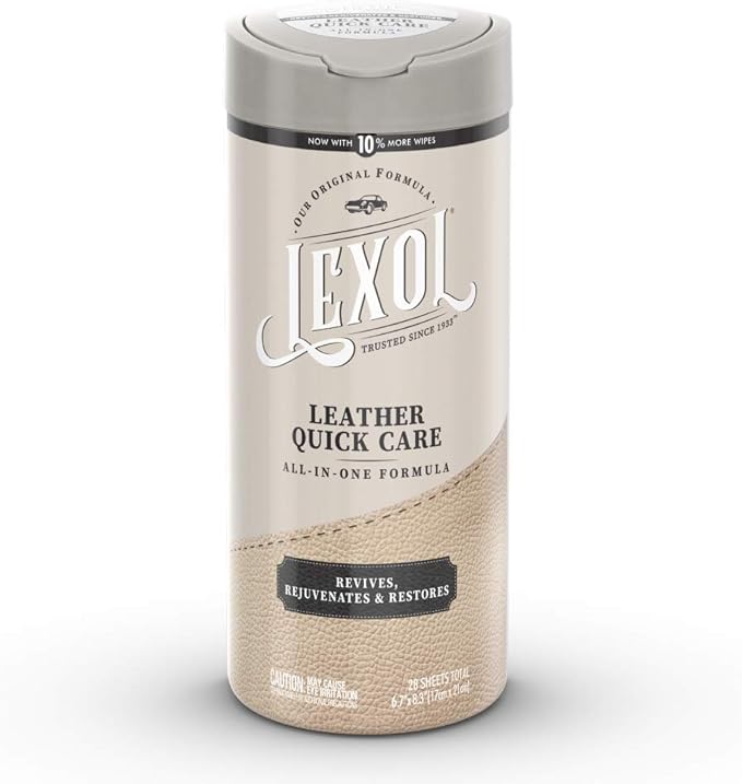Lexol All Leather Quick Care All-in-One Formula, Best Leather Cleaner and Conditioner, for Use on Apparel, Furniture, Auto Interiors, Shoes, Bags, 30-Count Sheet Wipes,E301500100 , white