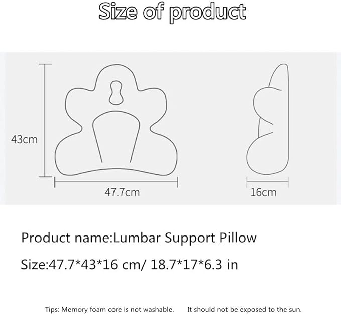 Lumbar Support Pillow for Office Chair, Back Pillow Lumbar Support for Car, Chair, Sofa - Improve Lower Back Pain Relief & Sitting Posture, Memory Foam Back Cushion for Long Sitting (Orange)