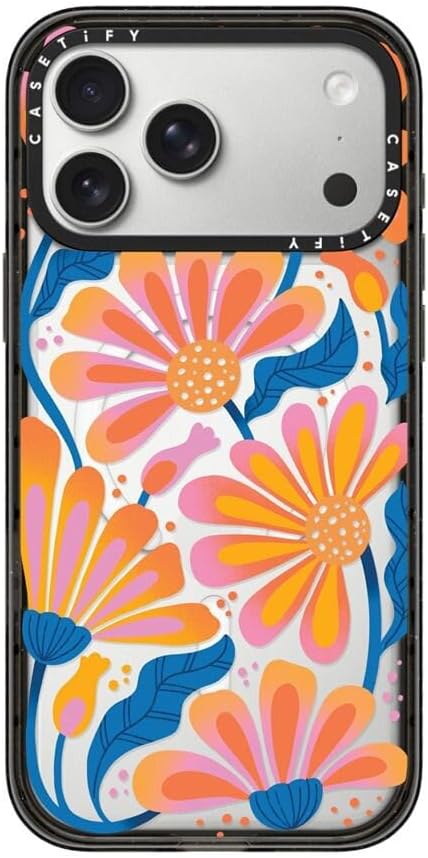 CASETiFY Impact iPhone 17 Pro Max Case [Slim/Compatible with Magsafe / 8.2 ft. 4X Military Grade Drop Protection] - Lazy Daisy - Clear Black
