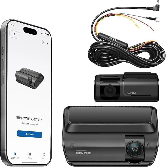 THINKWARE ARC 700 4K Dash Cam Front and Rear, No Memory Card, 4K+2K Dual Camera, Sony STARVIS Sensor, HDR, Super Night Vision 3.0, 5GHz Wi-Fi, GPS, Parking Mode, Speed and Red Light Alerts