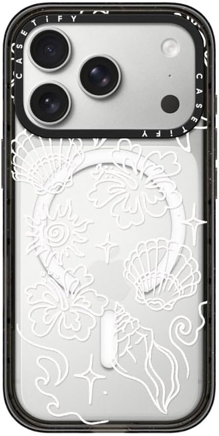 CASETiFY Impact iPhone 17 Pro Case [Slim/Compatible with Magsafe / 8.2 ft. 4X Military Grade Drop Protection] - Sea Shore - Clear Black