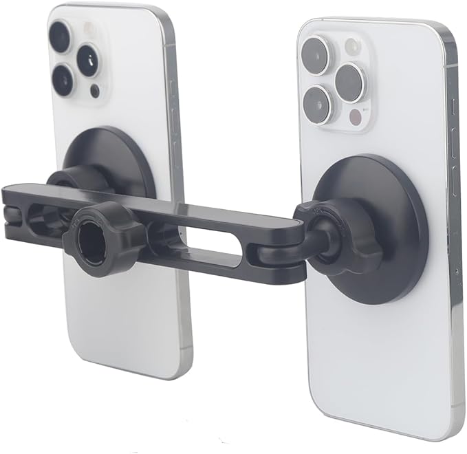 Dual Magnetic Phone Holder for Car & Tripod – 1/4"-20 Screw & 17mm Ball Socket Compatible | 2-in-1 Adjustable Mount for MagSafe & All Phones (Includes 2 Metal Rings)