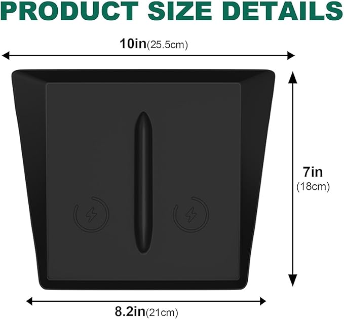 Center Console Wireless Charging Silicone Mat Compatible with Tesla Model 3 2024 Accessories Waterproof Cover Interior Pad Non-Slip Mats Phone Tray Upgrade Protector Mats (Black)