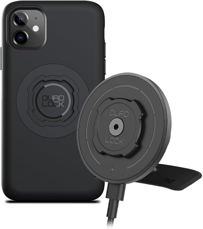 Quad Lock Adhesive Dashboard/Console Car Phone Holder Kit with MAG Wireless Charging Head V2 and MAG Phone Case for iPhone 11