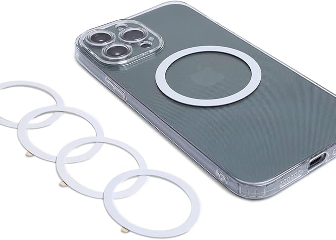 Magnetic Wireless Charger Universal Metal Rings - 5 PCS,for MagSafe-Compatible Charger on iPhone 14/13/12 Pro/Max/Mini Case and Samsung Galaxy (White - 5pcs)