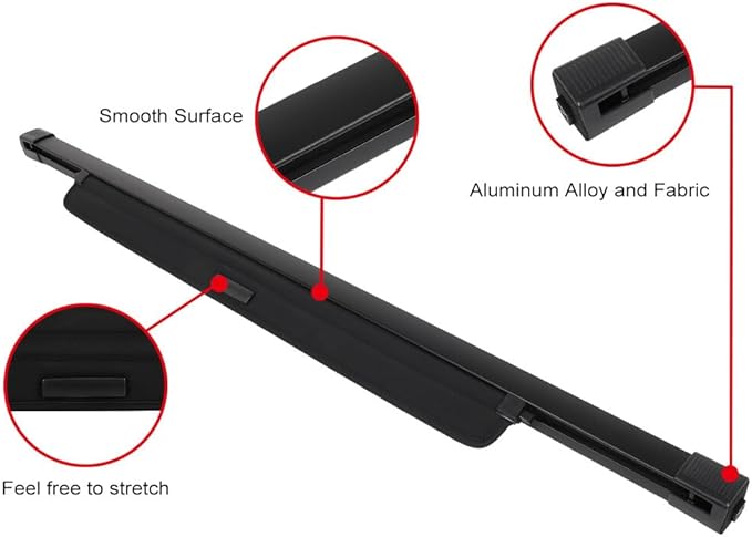 SCITOO Cargo Cover 2019-2020 Fit for Jeep Wrangler 2018-2023 Fit for Jeep Wrangler 2.0L 2020-2023 Fit for Jeep Wrangler Upgraded Retractable Rear Trunk Cover with Aluminum PVC&Plastic