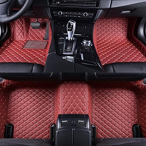 Custom Car Floor Mats for 96% Sedan SUV Sports Car Protection Full Coverage Pads Anti-Slip Leather Floor Lining All Weather Car Floor Mats (Wine red)
