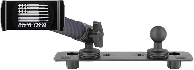 Bulletpoint Dash Mount Cell Phone Holder Compatible with 2013-2018 RAM Truck & 2019+ RAM 1500 Classic 20mm Ball Mount - Compatible with iPhone and Android Smartphones (Dual Ball with 1 Phone Holder)