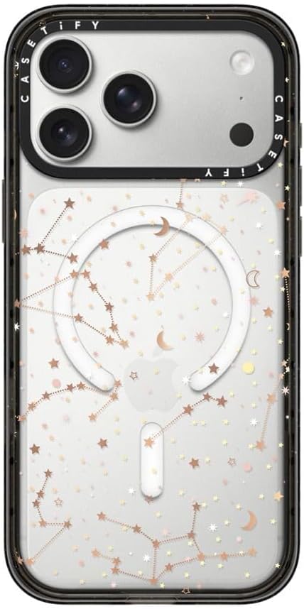CASETiFY Impact iPhone 17 Pro Max Case [Slim/Compatible with Magsafe / 8.2 ft. 4X Military Grade Drop Protection] - Space Pattern on Clear Background - Clear Black