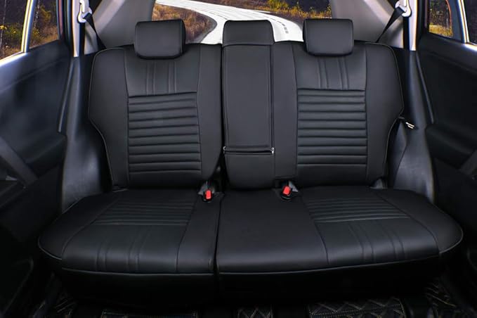 EKR Rav4 Seat Covers Custom Fit for Toyota Rav4 XLE,Platinum,Limited 2013-2018 & SE 2016-2018, Leather Car Seat Cover Full Set for SUV,Faux Leather(Black)